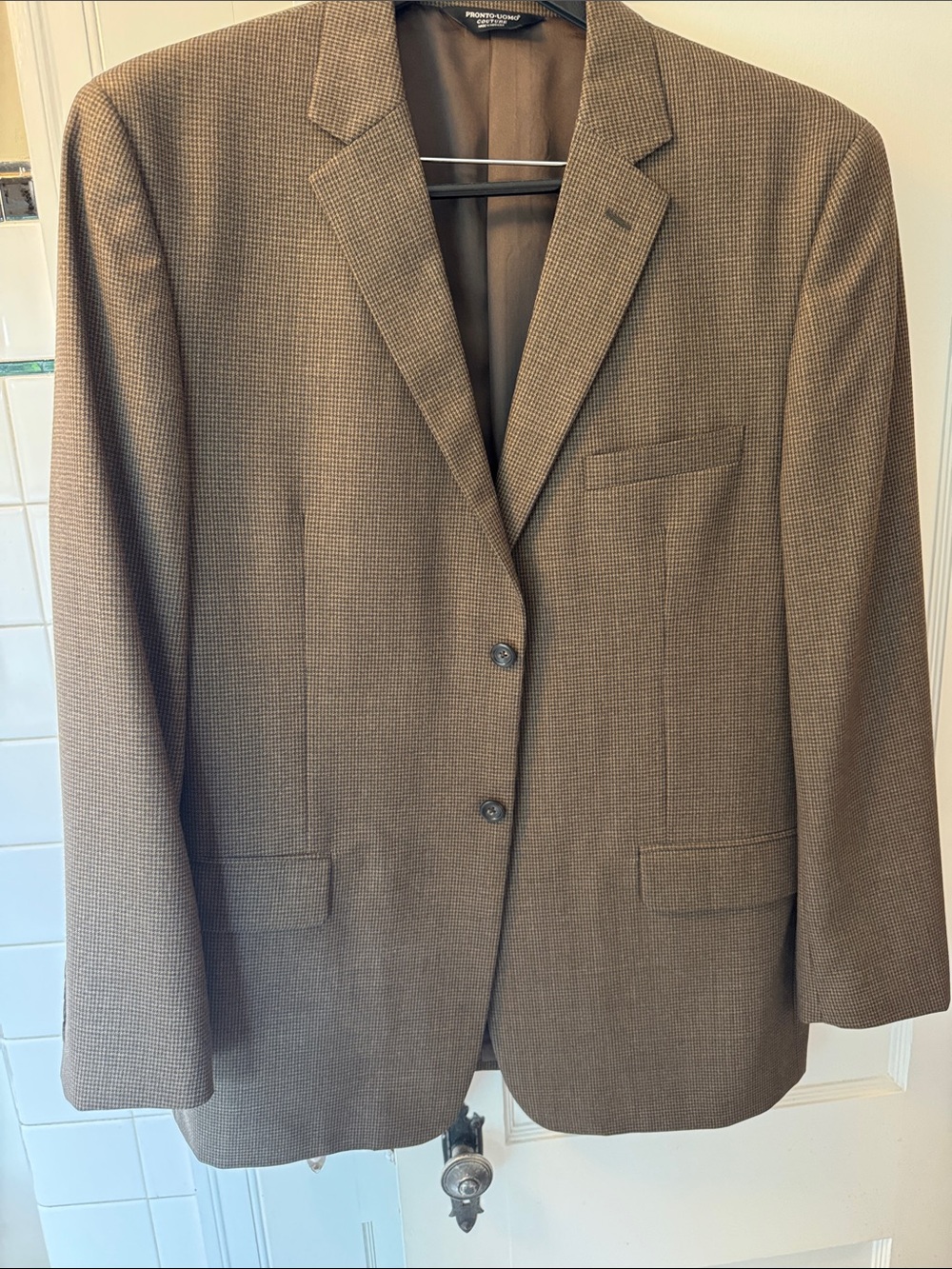 Pronto Uomo Brown Houndstooth Sport Coat 44L